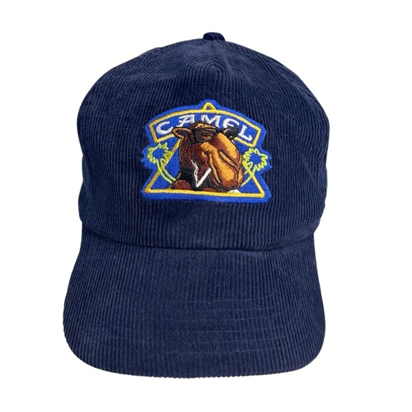 Joe Camel vintage navy blue corduroy embroidered adult adjustable Snap back cap